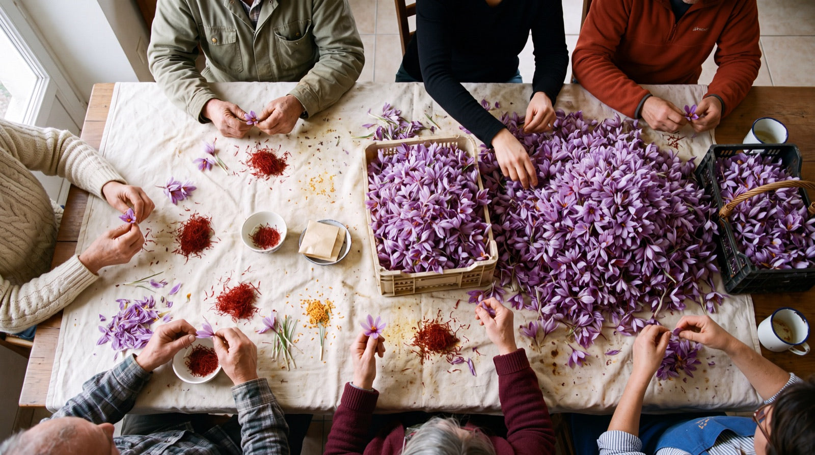 Tre fili per fiore, staccati uno a uno.