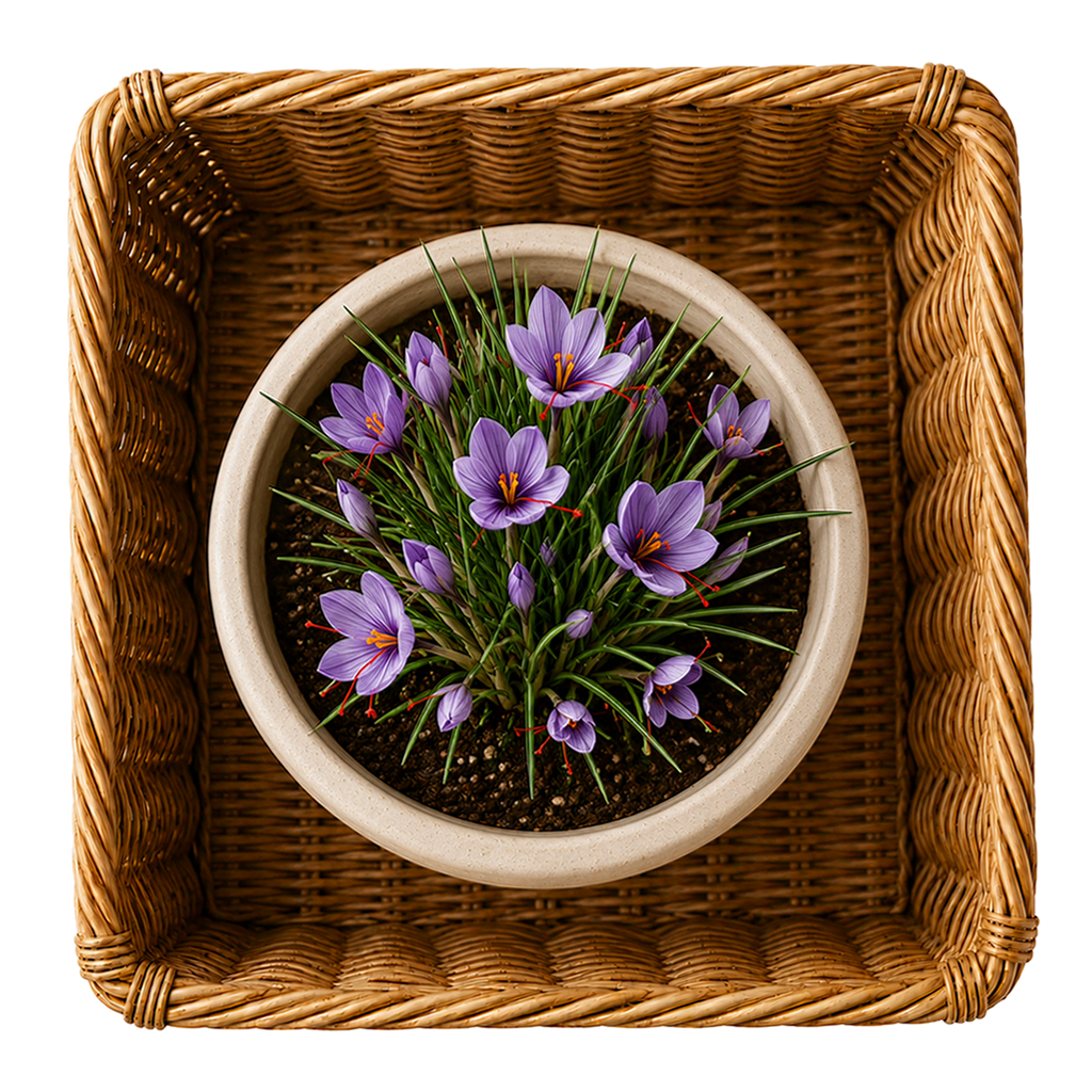 Fiori di zafferano in vaso